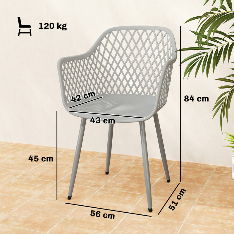 Garden Dining Chairs Set of 4 with Comfortable Support and Easy Care Grey Outsunny