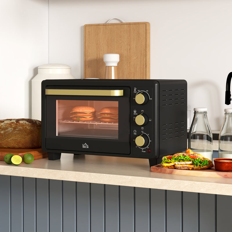 16L Mini Countertop Oven 1400W Ideal for Small Kitchens and Quick Meals Black
