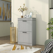 Two Drawer Shoe Storage Cabinet Holds Up To 10 Pairs Ideal for Hallways Grey