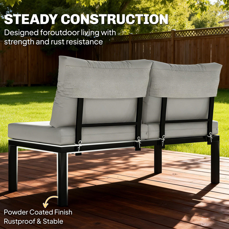 Modular Garden Sofa Set with Cushions and Side Tables for Flexible Outdoor Seating Black Light Grey Outsunny