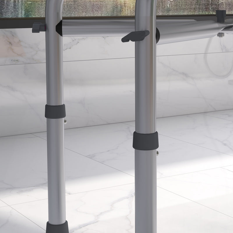 Height Adjustable Aluminium Shower Stool With Padded Seat And Holder For Seniors, White