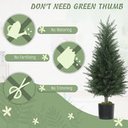 Set of 2 Artificial Cypress Trees 90cm UV Resistant with Pots for Indoor Outdoor Decor