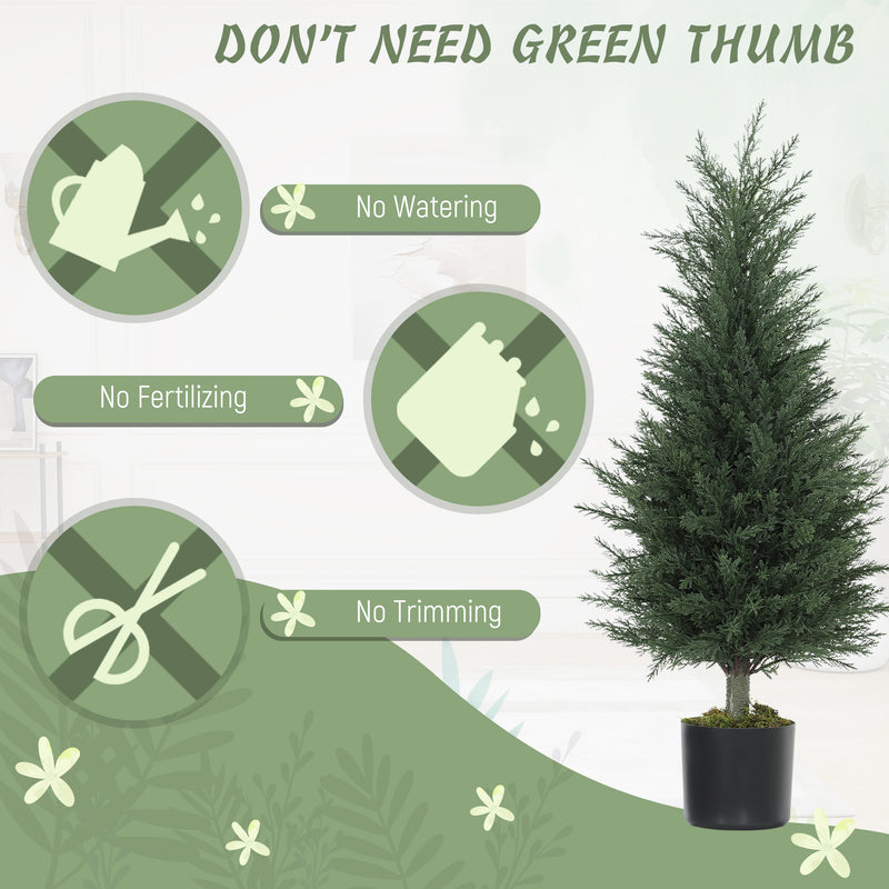 Set of 2 Artificial Cypress Trees 90cm UV Resistant with Pots for Indoor Outdoor Decor