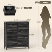 Chest of 8 Fabric Drawers with Wood Top for Bedroom Storage and Organisation Black