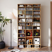 Tall CD Storage Cabinet with Adjustable Shelves Ideal for Home Organisation Rustic Brown