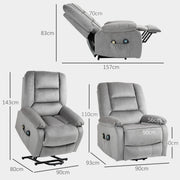 Electric Reclining Massage Armchair with Remote and Lift Assist for Home Comfort Grey