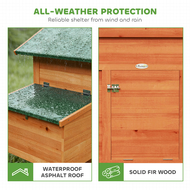 Wooden Chicken Coop for 2 with Nesting Box and Weatherproof Roof for UK Gardens Orange AOSOM