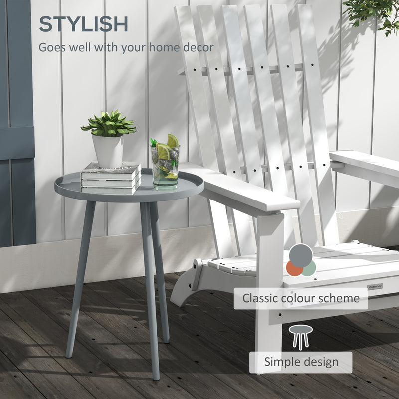 Outsunny Round Garden Coffee Table, Outdoor Side Table with Rounded Steel Edge, Ø40 x 50H cm, Grey AOSOM