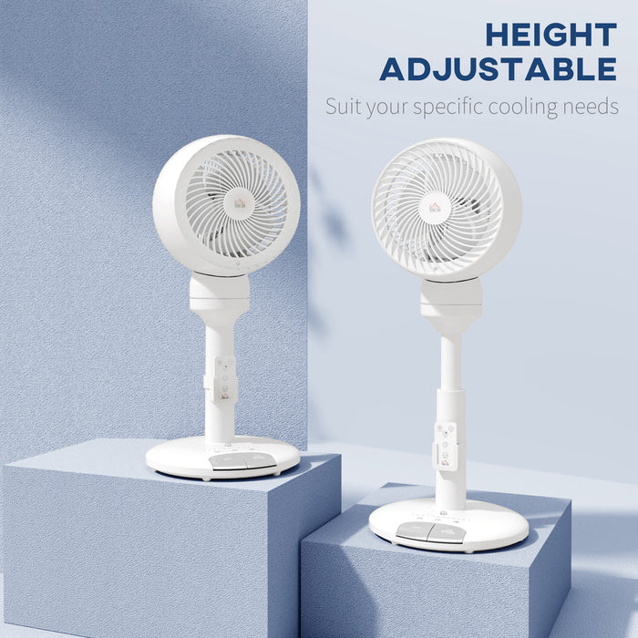 White 9 Inch Air Circulator Fan With 3 Speeds Remote Control and Adjustable Height by HOMCOM