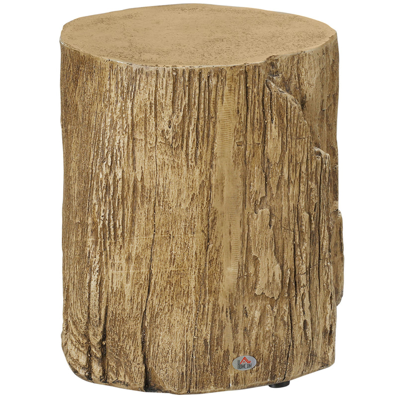 Side Table with Realistic Tree Stump Design for Indoor or Outdoor Use Natural AOSOM