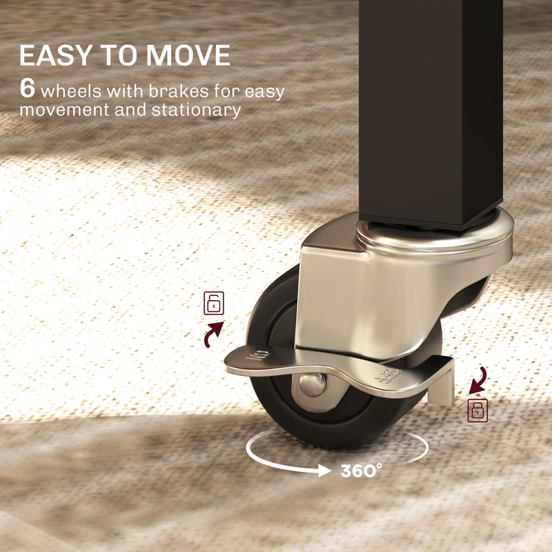 6 Seater Drop Leaf Dining Table with Wheels by HOMCOM