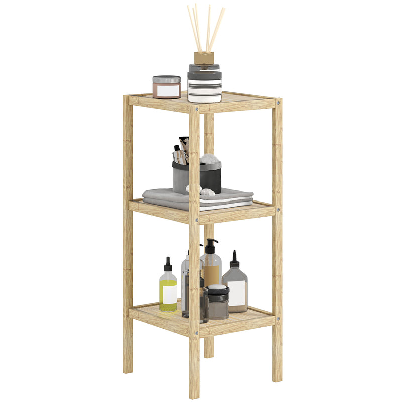 Three Tier Bamboo Bathroom Storage Shelf Natural Finish by HOMCOM