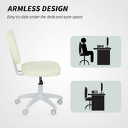Armless PU Leather Swivel Office Chair With Adjustable Height For Home Desk Use, Cream