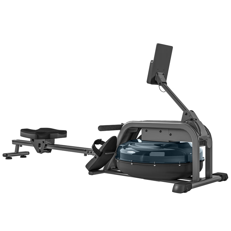 Water Rowing Machine with Adjustable Resistance and Wheels for Cardio and Strength Training AOSOM