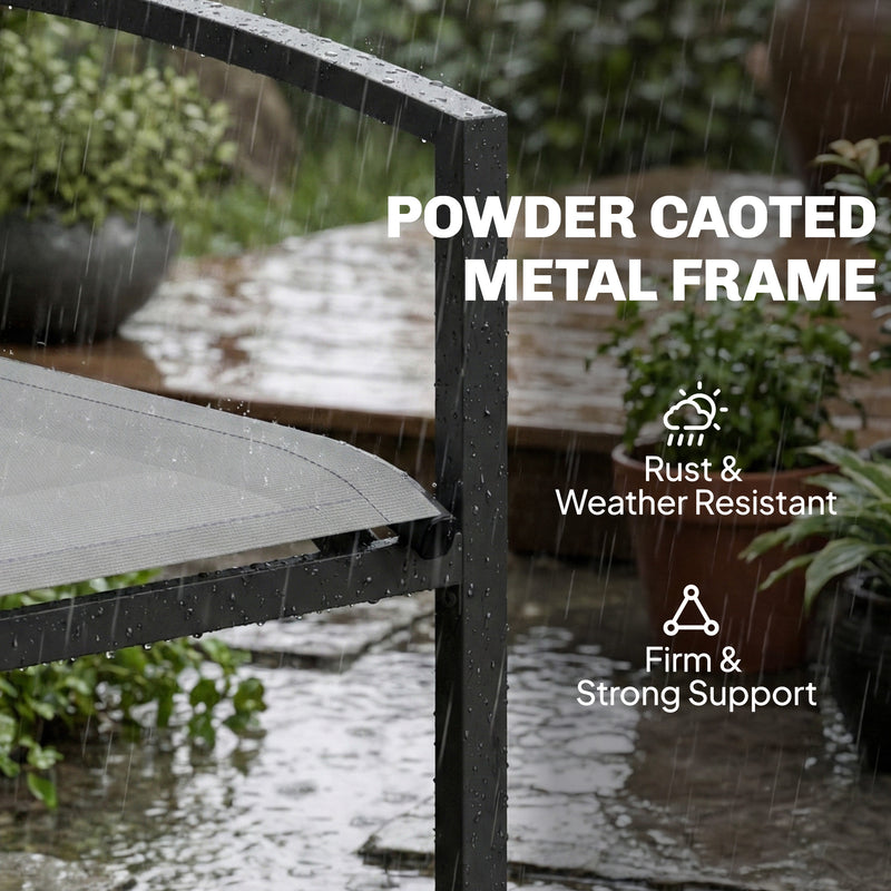 2 Seater Garden Bench for Small Spaces with Quick Dry Mesh Seat and Curved Backrest, Grey