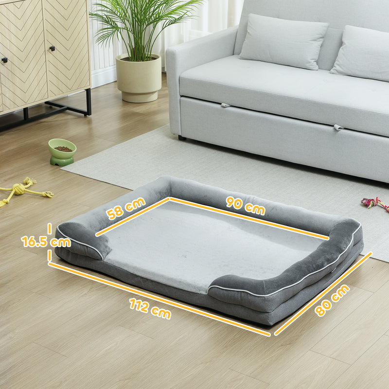 Elevated Dog Sofa Bed With Removable Washable Cover For All Breeds Grey AOSOM