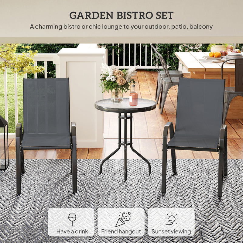 Three Piece Grey Outdoor Garden Furniture Set for Patio and Decking by Outsunny