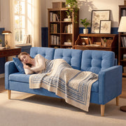 3 Seater Sofa with Hidden Storage for Small Living Rooms Blue AOSOM