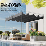 UV Resistant Retractable Replacement Pergola Canopy 4 x 3 m Ideal For Outdoor Shade Dark Grey Outsunny