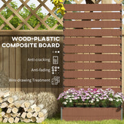 Light Brown Raised Garden Planter Box With Trellis For Climbing Plants And Drainage Gap