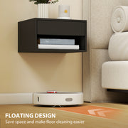 Floating Bedside Tables Set of 2 with Drawer and Shelf Space Saving Storage Black AOSOM
