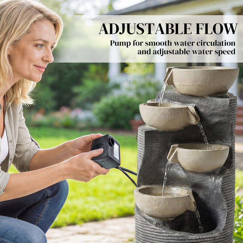 Water Fountain with LED Lights for Relaxing Indoor or Garden Spaces Stone Effect Outsunny