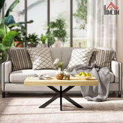 Rustic Wood Effect Coffee Table With Bold Block Design For Living Room, Brown