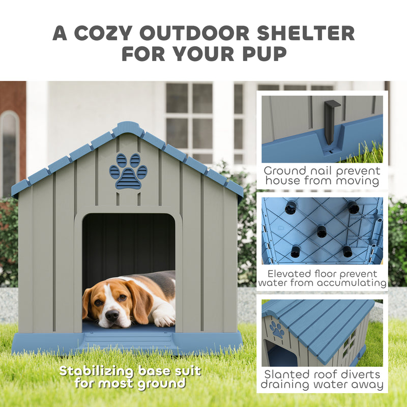 Waterproof Outdoor Dog Kennel for Medium Dogs Ideal for Garden and Patio Use Grey