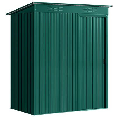 Metal Garden Storage Shed for Tools and Bikes with Sliding Door for Small Spaces Green Outsunny