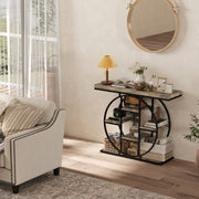 Industrial Console Table with Open Storage Shelves for Hallway or Living Room Rustic Brown AOSOM