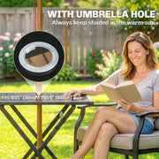 Foldable Square Garden Dining Table with Parasol Hole for Outdoor Meals and Easy Storage, Black Outsunny