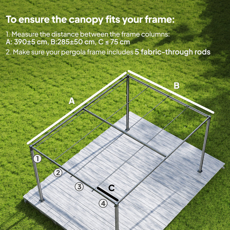 Retractable Replacement Canopy Cover for 4 x 3 m Garden Pergola UV30 Plus Protection Khaki Outsunny