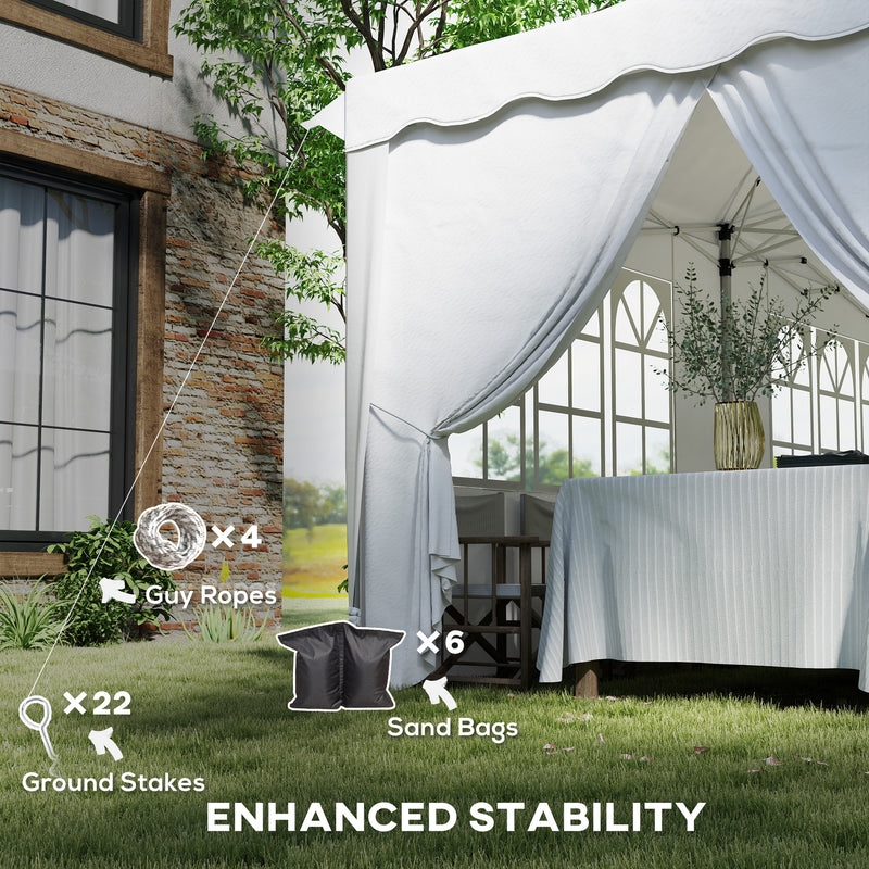 White 3 x 6m Pop Up Gazebo With Sides UPF50+ Adjustable Marquee Tent With Carry Bag by Outsunny