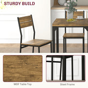 Three Piece Compact Dining Set with Table and Two Chairs in Rustic Brown