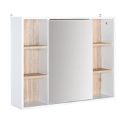 Wall Mounted Bathroom Mirror Cabinet With Adjustable Shelf For Extra Storage, White