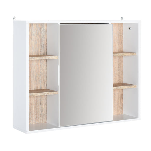 Wall Mounted Bathroom Mirror Cabinet With Adjustable Shelf For Extra Storage, White