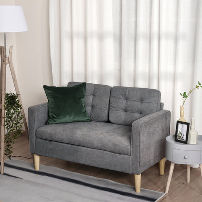 2 Seater Sofa with Hidden Storage and Wood Legs Ideal for Small Living Rooms Grey