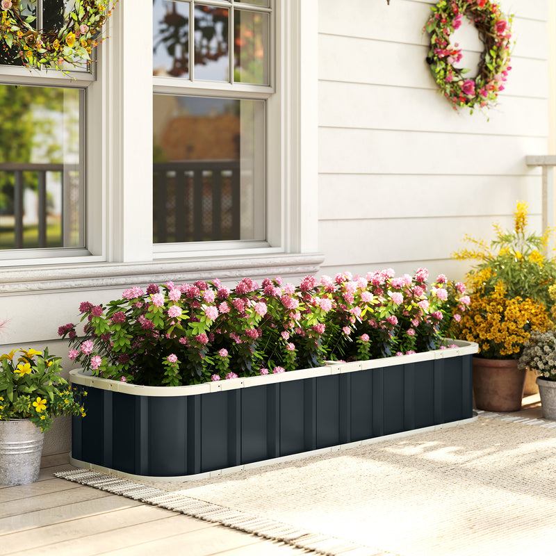 Raised Garden Bed for Easy and Safe Home Planting with Tool-Free Assembly, Dark Grey Outsunny