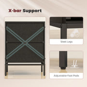 2 Drawer Fabric Chest of Drawers With Aluminium Handles for Bedroom Storage Black