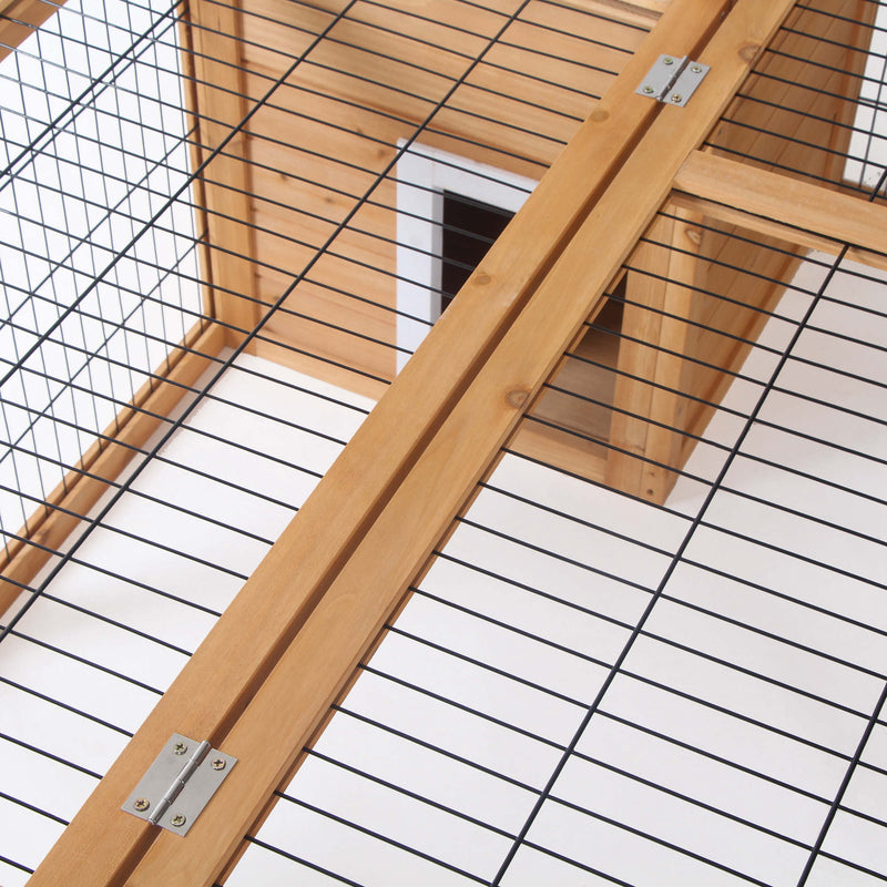 Outdoor Rabbit Hutch and Guinea Pig Run With Openable Roof for 2 Pets Yellow AOSOM