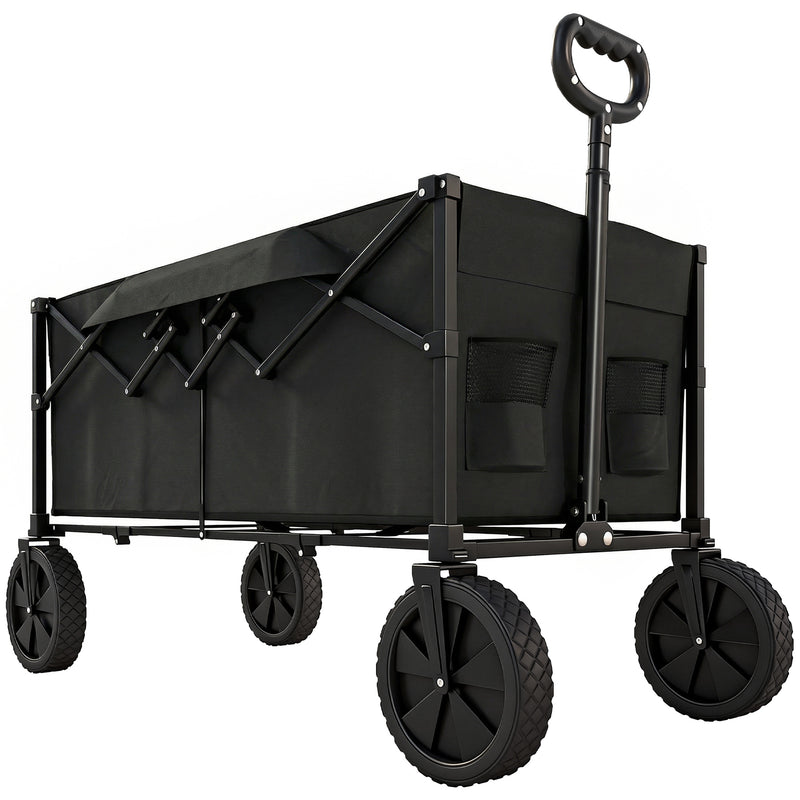 Festival Trolley for Camping and Outdoor Events with Folding Frame and Cup Holders Black Outsunny