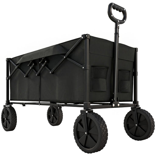 Festival Trolley for Camping and Outdoor Events with Folding Frame and Cup Holders Black Outsunny