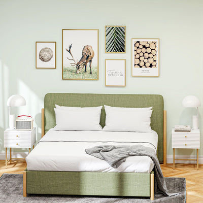 Set of Two White and Gold Bedside Tables with Gold Legs Elegant Design by HOMCOM