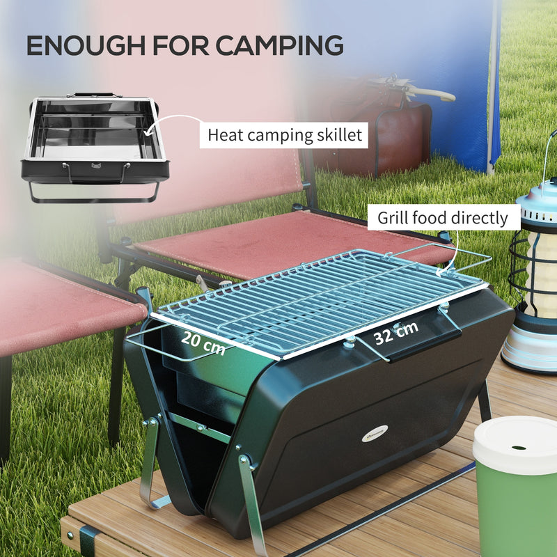 Portable Black Metal BBQ Grill For Outdoor Cooking With Durable Compact Design