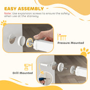 Extra Wide Dog Gate with Walk Through Door for Stairs and Hallways White AOSOM