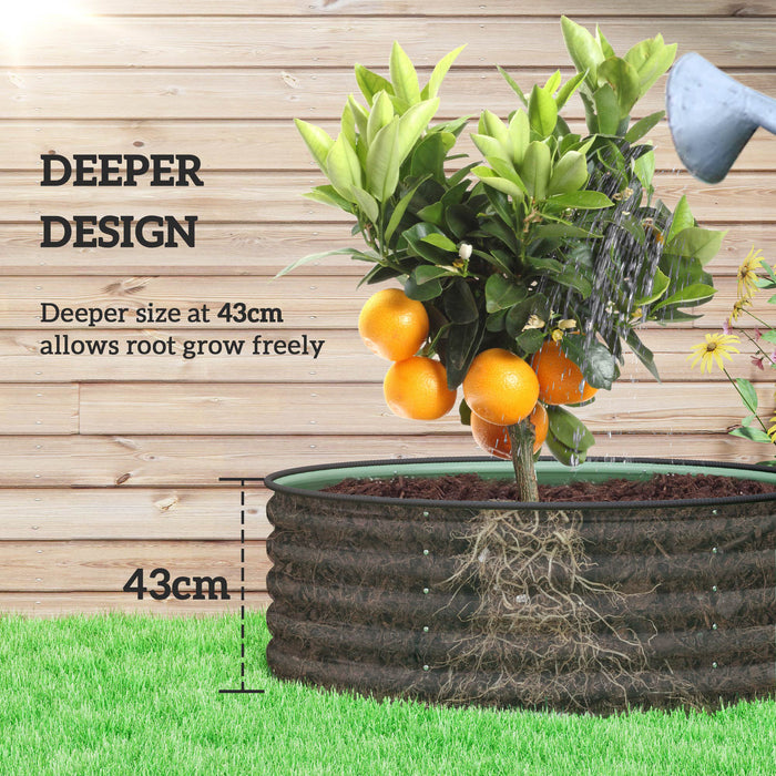 Light Green Galvanised Raised Garden Bed with Safety Edging and Gloves 120x120x43cm by Outsunny