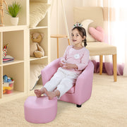 Kids Toddler Armchair With Footstool Thick Padded Seat For Reading And Play, Pink