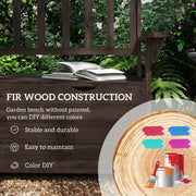2 Seater Wooden Garden Storage Bench with Armrests - Durable Fir Wood Construction Outsunny