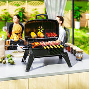 Folding Charcoal BBQ Grill with Thermometer Adjustable Vent and Handles by Outsunny