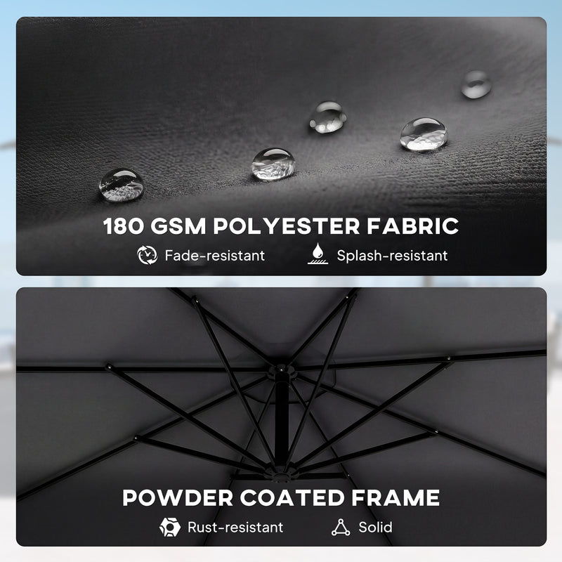 3m Cantilever Parasol with Large Canopy for Easy Garden Shade and Outdoor Dining, Black